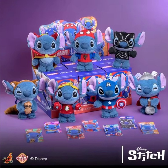 Miniso Accessories - New Marvel Stitch Rocket holding Groot Confirmed Plush Pendent Blind Box Cosbi
